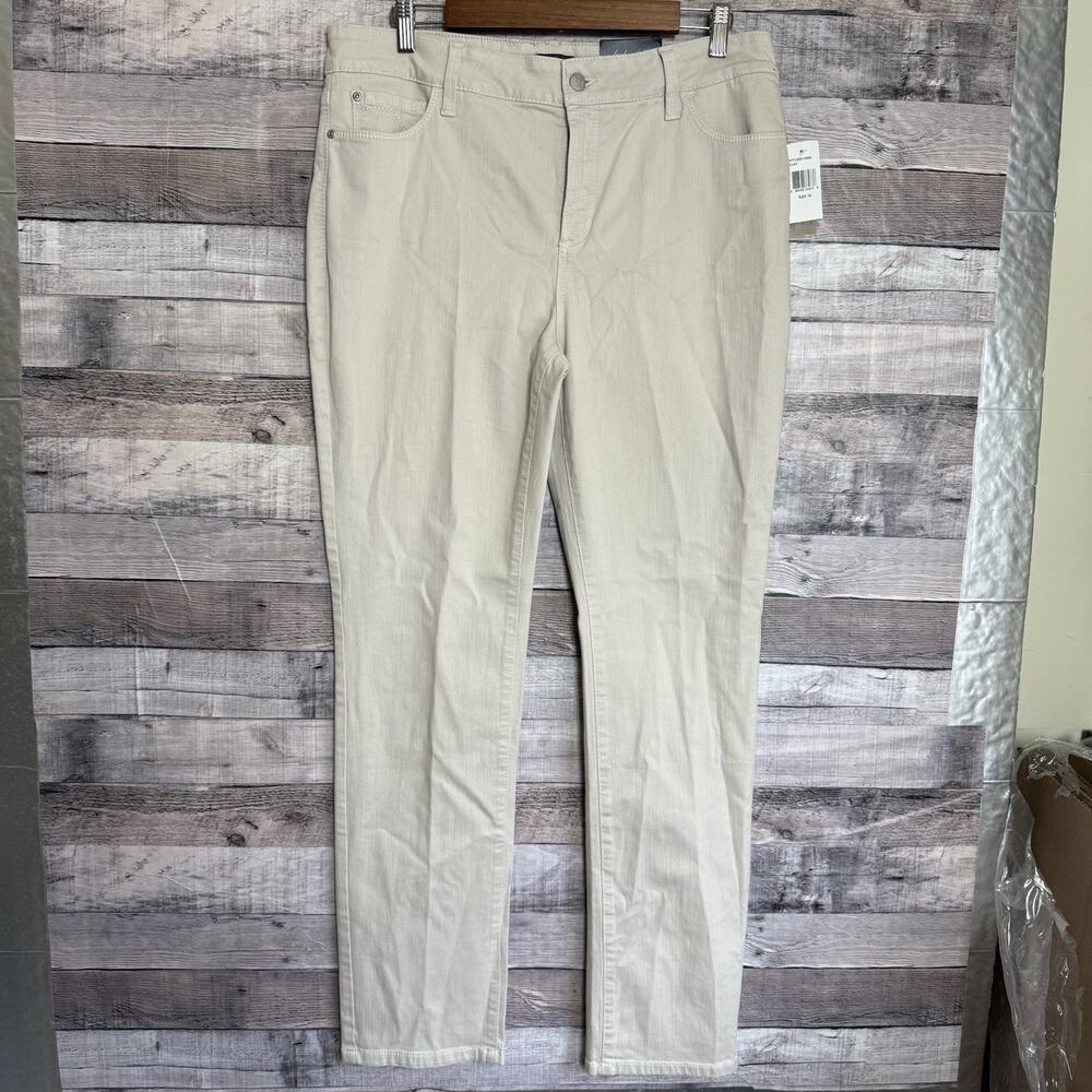 NYDJ Jeans Womens 14 Tan Skinny Lift Tuck Stretch Cotton Blend Preppy